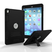 iPad Air 2 Kids Case, Goodest Full Body Protection Three Layer Hybrid Defender Heavy Duty Protection Folding Stand Lightweight Toddler Elder Friendly Cover for Apple iPad Air 2 9.7",Gray+Black