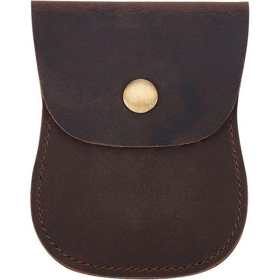 Genuine Leather Blank Purse Pouch Portable Change Purse Wallet Holder with Alloy Snap Button for Men and Women Handmade Gift 3.85x3x0.3 inch Coffee Coconut Brown