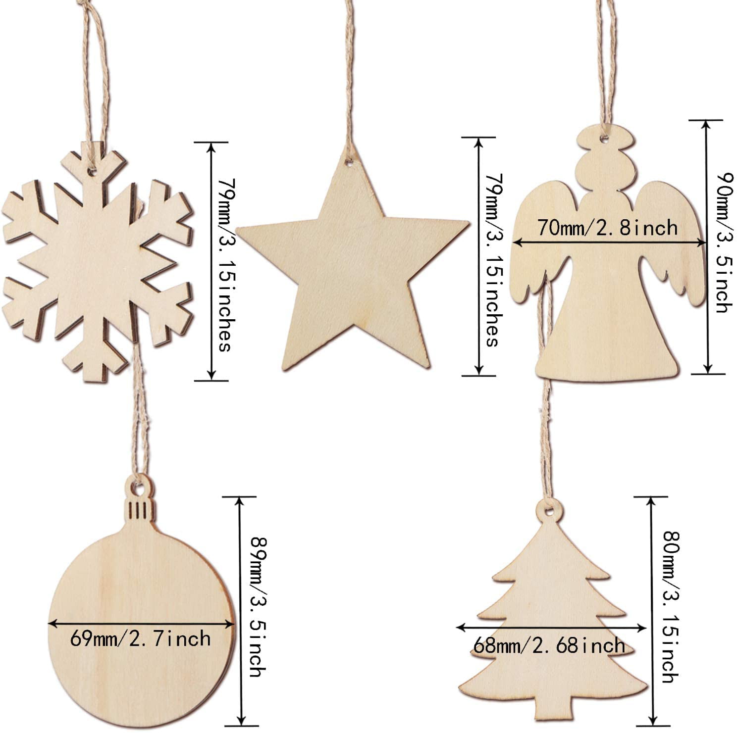  Homoyoyo 5pcs Wooden Christmas Ornaments Wood Slices