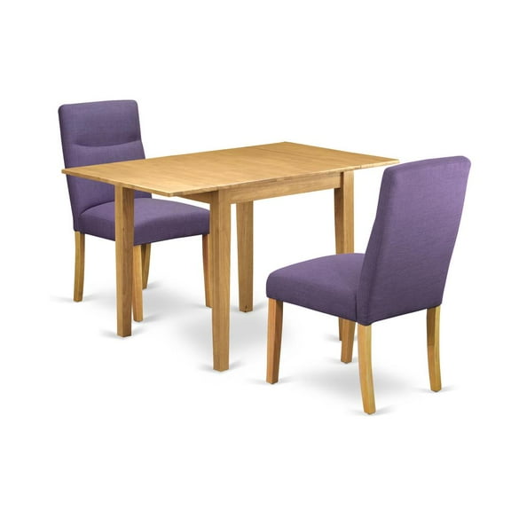 East West Furniture Norden 3-Piece Wood Dining Set in Oak/Dahlia