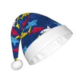 thumbnail image 2 of KLL Christmas Hats for Adults Plush Cartoon Shark Print Santa Hat Xmas Fluffy Santa Claus Hat for Women Men, 2 of 6