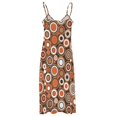 thumbnail image 6 of Orange White and Brown Circle Retro Pattern Sleeveless Dress womans clothing Beachwear, 6 of 6