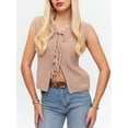 thumbnail image 3 of Biezeib Women Knit Tank Top, Sleeveless Tie-up Solid Loose Summer Vest Streetwear for Daily, 3 of 6