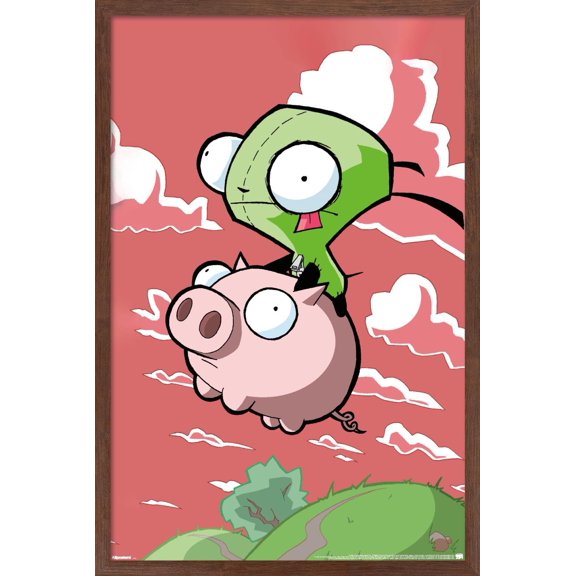 Invader Zim - Gir's Epic Pig Ride Wall Poster, 22.375" x 34" Framed