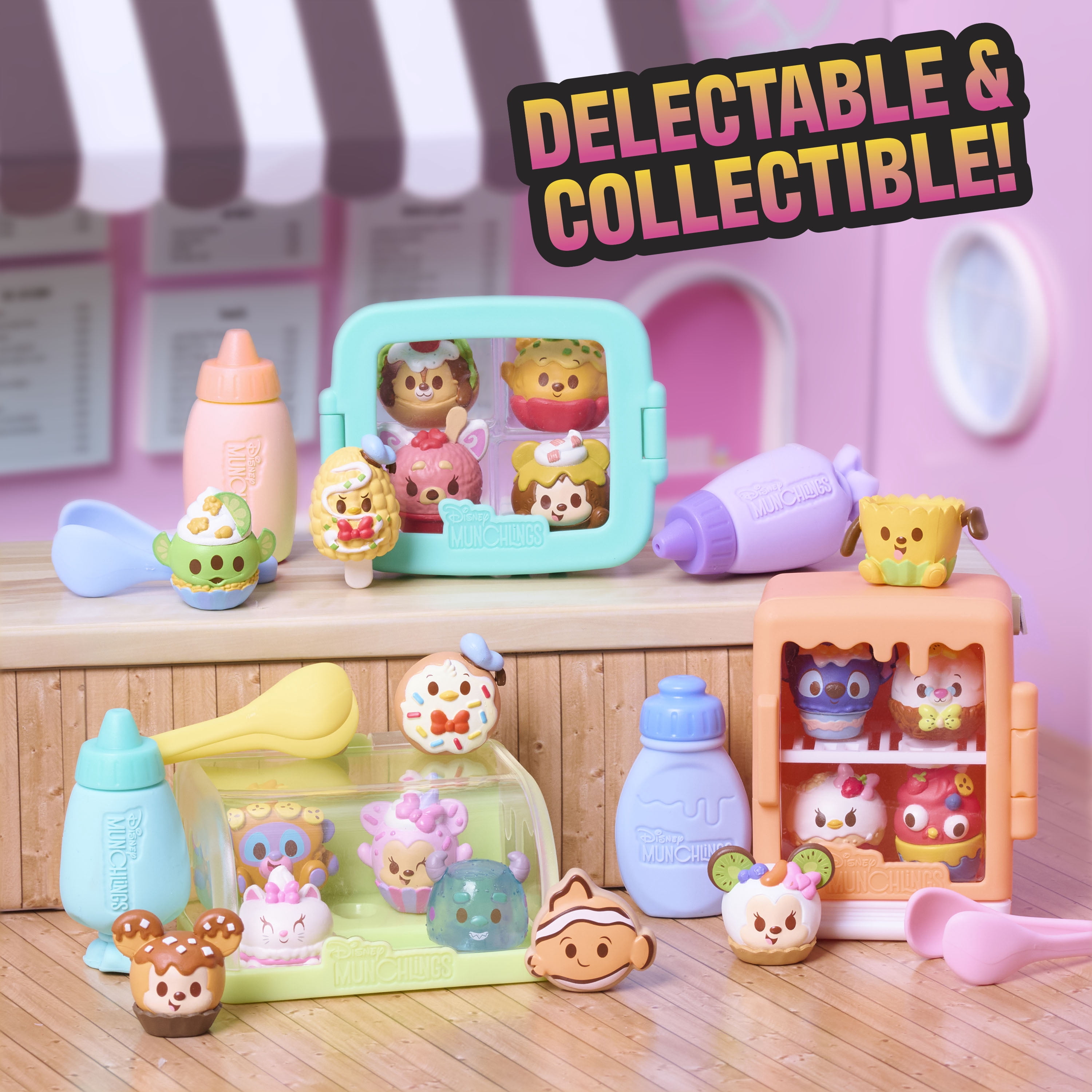 Disney Munchlings Mini Munch Displays, 7-piece Color Change Figure Set, Blind Box, Kids Toys for Ages 3 Up by Just Play