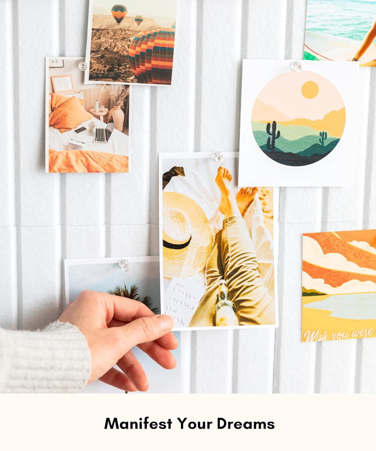 Vision Board for Wall - Aesthetic Felt Bulletin Board Tiles with Pins & Adhesive Tabs, Collage Board - Minimalist Dream Board for DIY Vision Board Supplies for Women