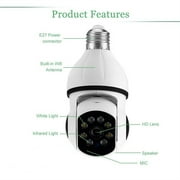 Smart Home Light Bulb 1080P HD Surveillance Cameras with E27 Connector, White