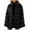 Black-A, variant on Penkiiy Womens Ladies Warm Faux Furry Long Coat Jacket Winter Solid Turn Down Collar Outerwear Faux Fur Coat Brown