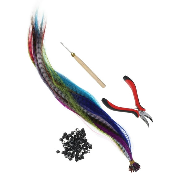 EXHUMKY Hair Extension Kit with Assorted Colors High Temperature Fiber for Styling and Hair Care