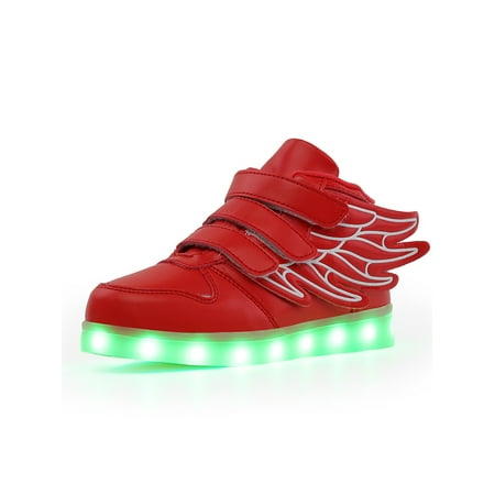 

Ferndule Kids Sneakers Luminous Running Shoe LED Light Trainers Flashing Sport Skate Shoes Outdoor High Top Fashion Red 4Y