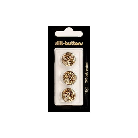 - Dill Buttons 15mm 3pc Shank Metal Antique Gold