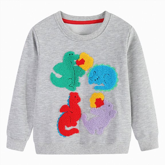 Gerichy Toddler Boys Girls Winter Clothes Cotton Pullover Sweatshirts Kids Cute Cartoon Embroidery Crewneck Tops 1T-7T
