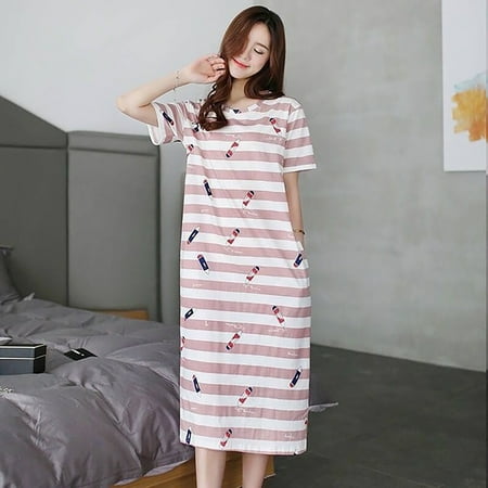 

lystmrge Spring Dresses Women Casual Women s Milk Silk Pajamas Pajamas Short Sleeved Shirt Casual Printed Nightdress
