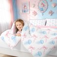 thumbnail image 3 of meiyoeat Kawaii Blue Jellyfish Twin Comforter Sets for Girls, Pink Watercolor Bow Ribbon Bedding Set, Pink Reversible, 2pcs, 1 Comforter and 1 Pillowcase, 3 of 6