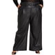 thumbnail image 1 of Nina Parker Womens Pleather High Waist Belted Straight Leg Relaxed Dress Pants, black, Plus Size, 14W, 1 of 1