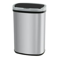 13 Gallon Trash Can Automatic Kitchen Garbage Can with Lid Touchless Sensor Waste Bin Slim No Touch Stainless Steel Trash Can for Home, Living Room, Bedroom, Office, 50 Liter- Silver