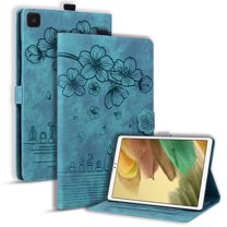 XYX Case for Samsung Galaxy Tab A7 Lite 8.7 Inch SM-T220 2021 Release, Cherry Blossom Cat PU Leather Folio Stand Magnetic Shockproof Protective Cover (Green)