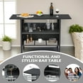thumbnail image 5 of AVAWING 3PCS Outdoor Patio Rattan Bar Table and Chairs Set w/ Removable Cushion, Black, 5 of 7