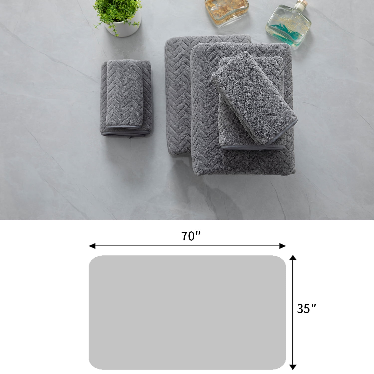 Beartech 3 Pack Microfiber Bath Towel Set Soft & Quickly Dry Bathroom Towel,Super absorbent Plush Bath Sheet Towel Oversized Towels Hotel Shower Towel-Dark Gray