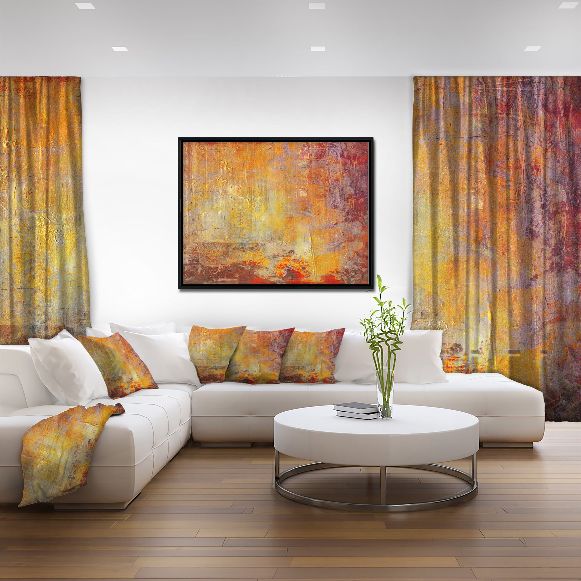 Designart ' Ambient Framed Canvas Grunge ' Abstract Framed Canvas Art Print
