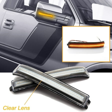 Marker Light Lens Xotic Tech 2x LED Clear Lens Side Mirror Marker Turn Signal Parking Light for Ford F-150 & Raptor 2009-2014 - Chrome Housing ()