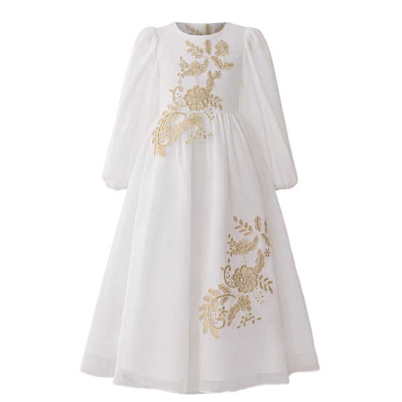 EnJoCho Girls Musli𝗆 Dress Girls Modest Prayer Dress Girls Abaya Prayer Dresses Islami𝖼 Kids Embroidered Long Sleeve Kaftan Dresses For 4-8 Years