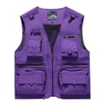 thumbnail image 5 of Men's Sleeveless Vest Multi Pocket Quick Dry Nylon V-Neck Workwear Photography Mountaineering Journalist Outdoor Casual Utility Fishing Hiking Travel | Zenithor,Purple 5XL, 5 of 9