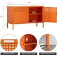 thumbnail image 5 of Elegant Metal Storage Cabinet, Accent Cabinet with 2 Doors and Shelves,Multipurpose 2 Tier Low Metal Locker Storage for Home and Office,Orange, 5 of 7