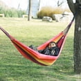 thumbnail image 3 of Hyasfey Outdoor Canvas Hammock with Carry Bag Strap Portable Heavy Duty Single Double Person Camping Garden Patio Balcony Porch Backyard Colorful Stripe Hammock, 3 of 7