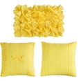 thumbnail image 5 of 7 Pieces Elegant French Country Bed in a Bag, Bright Yellow Handmade Bow Tie Fluffy Bed Comforter with Down Alternative Filling, Vintage Ruched Bed Sets for Bedroom, Queen (LQ-33), 5 of 14