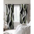 thumbnail image 3 of Fsddascl Sage Green Stripe Blackout Curtains for Bedroom/Living Room, Thermal Insulated Kitchen Curtains, Grey Moire Geometric Modern Abstract Grommet Darkening Window Treatment Drapes 52"x96"x2, 3 of 8