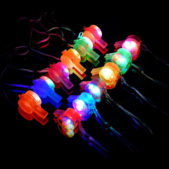 CUDIAO Glow Whistles Bulk Party Supplies - Led Light Up Whistle with Lanyard Necklace Glow in the Dark Fun Party Favors for Kids & Adults,12 Pack, Night Glow Light Up Party Favors for Kids