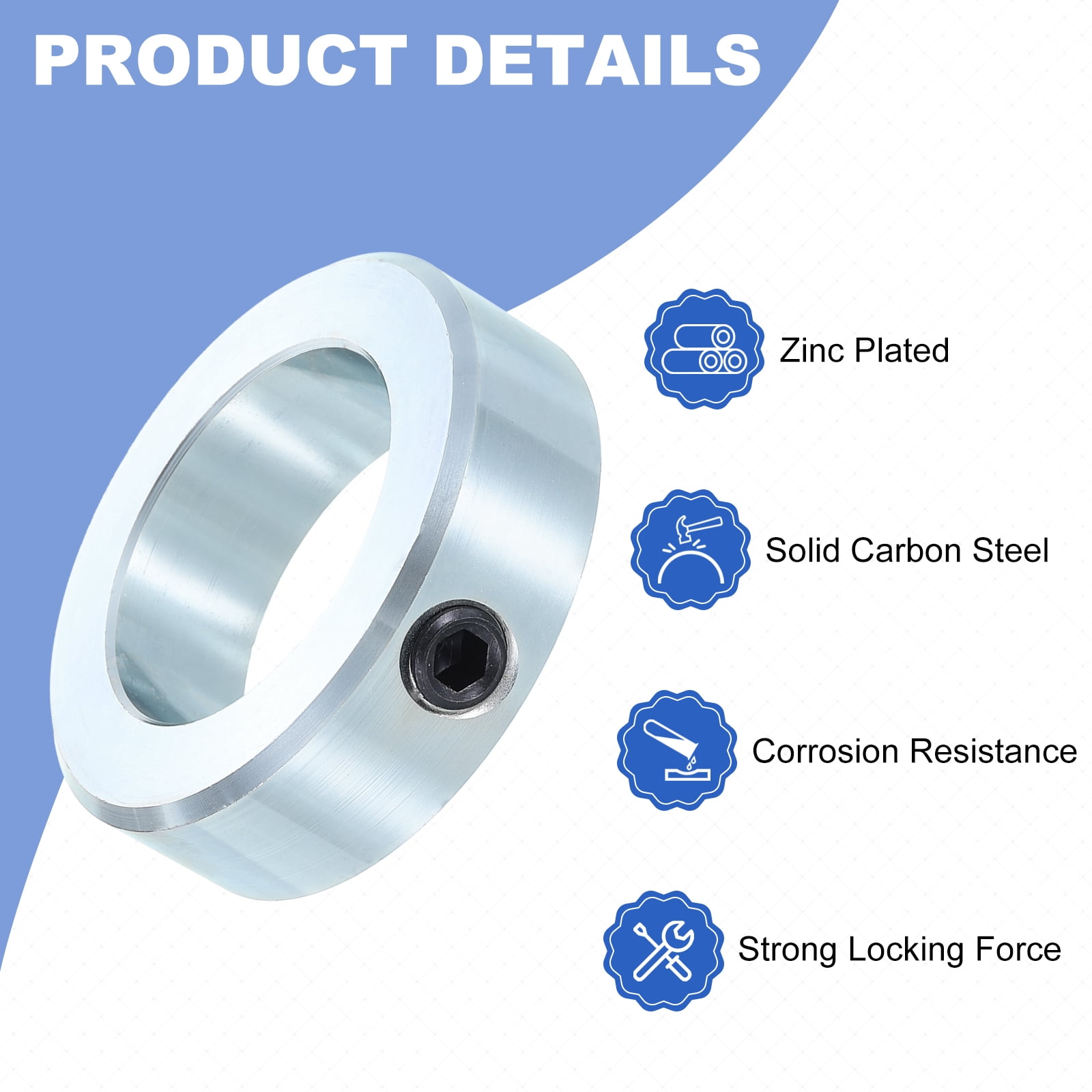 Uxcell 2pack Set Screw Collars 1-17/8" Bore Zinc Plated Steel Shaft Collars, 3" OD, 7/8" Width Axle Collar Clamp for Linear Rod Shaft Guide