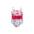 thumbnail image 1 of Honganda Sister Matching Swimwear, Heart Print Bowknot One-Piece Bikini/Halter Crop Tops and Ruffles Shorts Swimsuit Set, 1 of 8