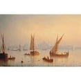thumbnail image 2 of Herminie Henriette Gudin 18x13 Black Ornate Wood Framed Double Matted Museum Art Print Titled - Vessels on the Bosphourus, Hagia Sophia Mosque Beyond, 2 of 5