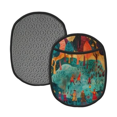 

Matuu Whimsical Forest Scene for Non Slip Pot Holder for Kitchen Baking and Cooking Silicone Pot Mat Mitten With Hanging Loop Heat Resistant 7.5 x 9.4 Inches