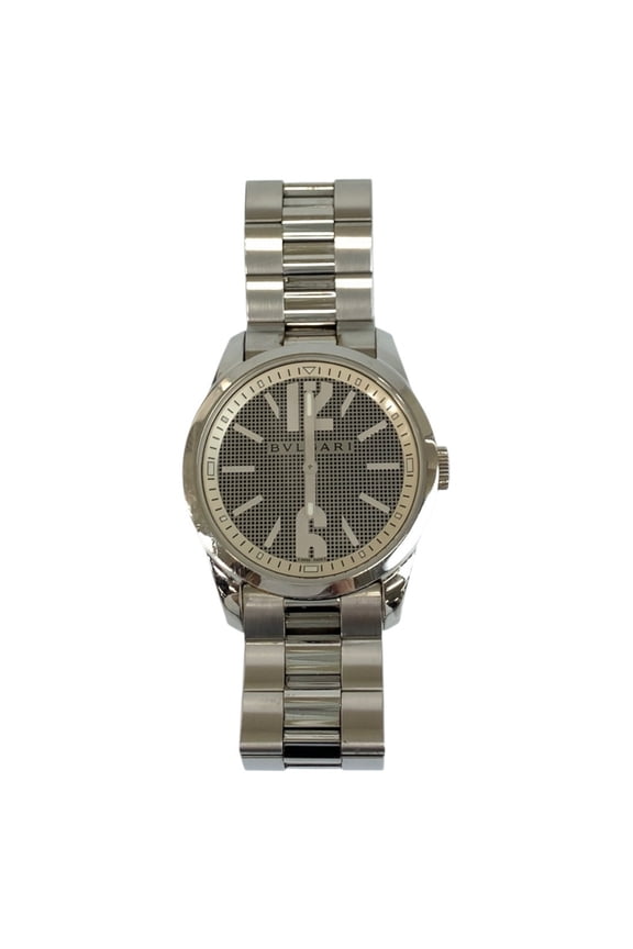 Pre-Owned BVLGARI Solotempo Silver Stainless Steel Watch ST37S, Quartz Movement, Dial, Men's