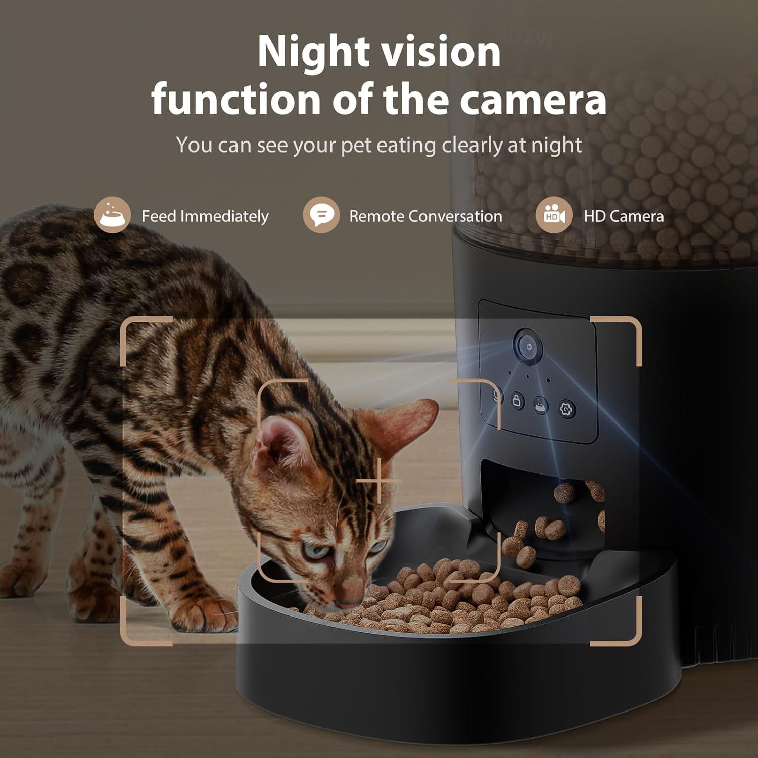 Automatic Cat Feeder with Camera - AI Pet Recognition & Recording, Night Vision, 5G WiFi APP Remote Control, Two-Way Audio & Desiccant Bag, Timed Programmable Food Dispenser for Small Pets