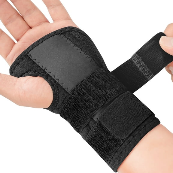 Adjustable wrist support band with soft padding - Dual splints and arm stabilizer compression sleeve for tendonitis, arthritis, and joint pain【left】