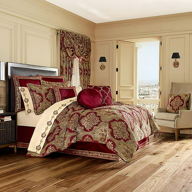 Maribella King Comforter Set In Crimson, J Queen Velvet Bedding