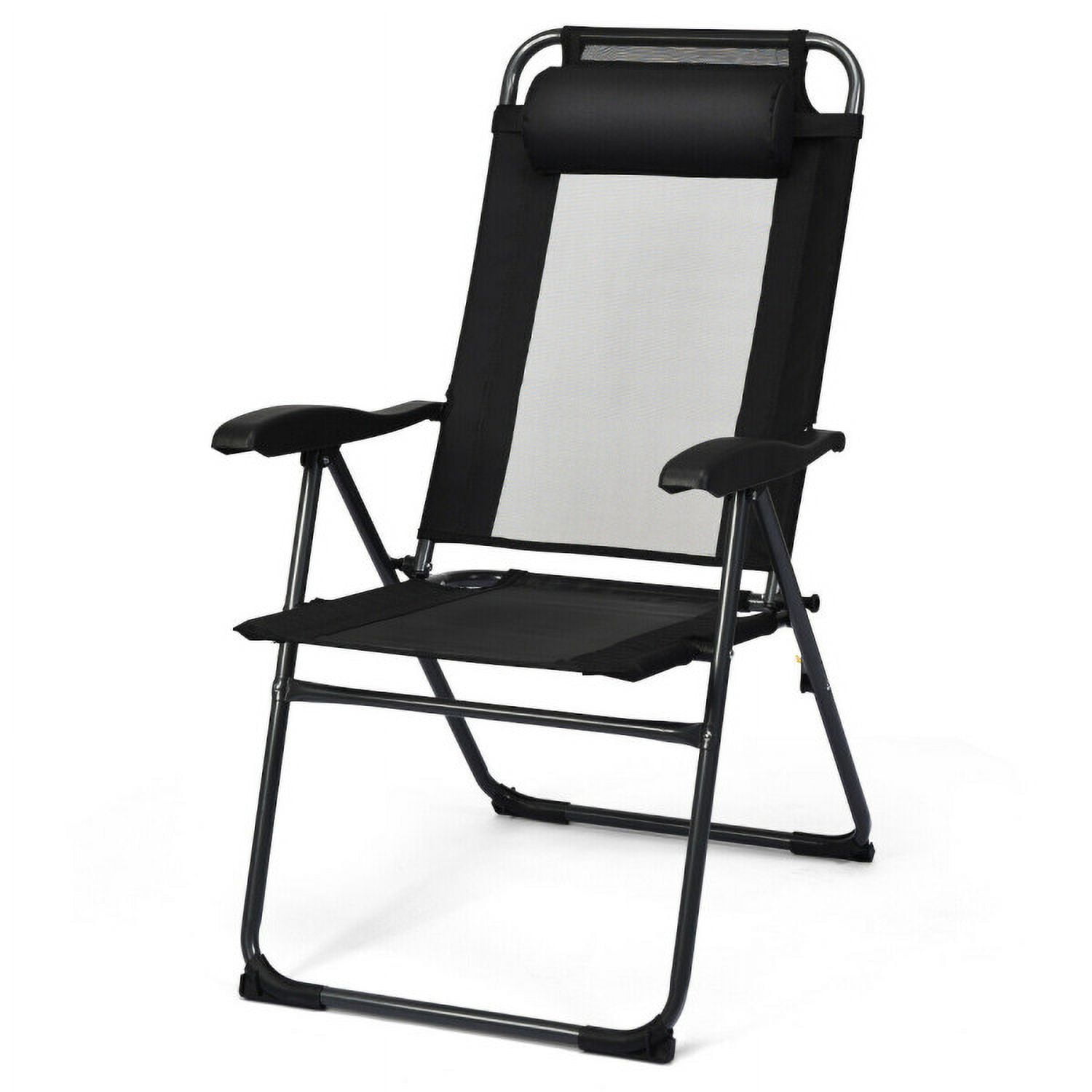 Aimee Lii 4 Pieces Patio Garden Adjustable Reclining Folding Chairs with Headrest, Outdoor Patio Set, Black Aimee Lii 4 Pieces Patio Garden Adjustable Reclining Folding Chairs with Headrest, Outdoor Patio Set, Black