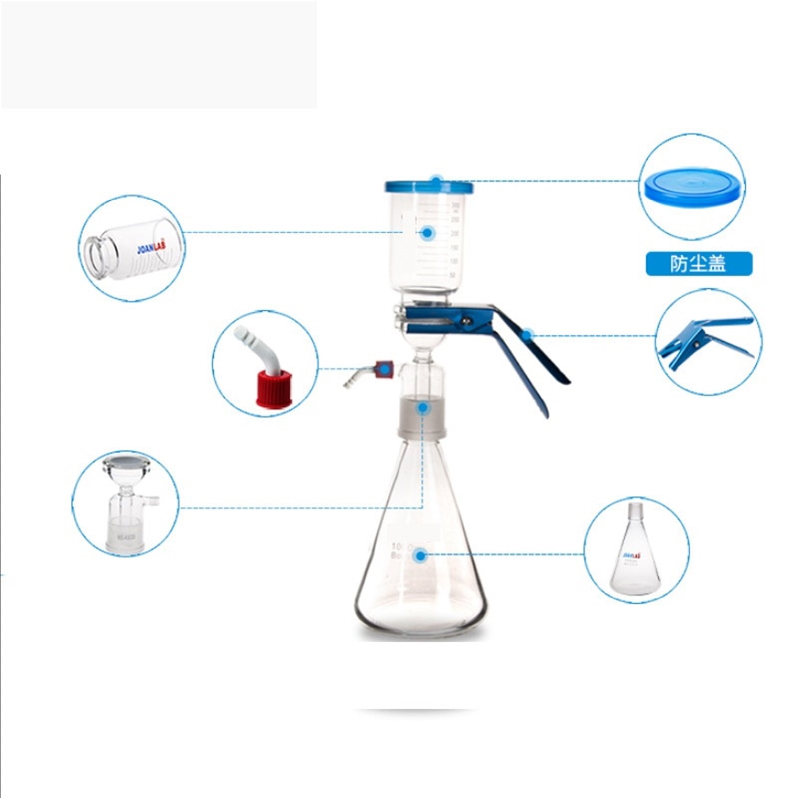 1000ml Vacuum Filtration Apparatus+Oil-free Diaphragm Vacuum Pressure Pump LAB Solvent Filtration Apparatus ,Corrosion-Resistant