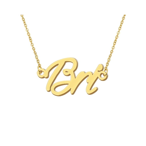 HUAN XUN 18k Gold Plated Bri Name Necklace Stainless Steel Nameplate Necklaces for Womens Mens Mother Day Christmas Jewelry Gift