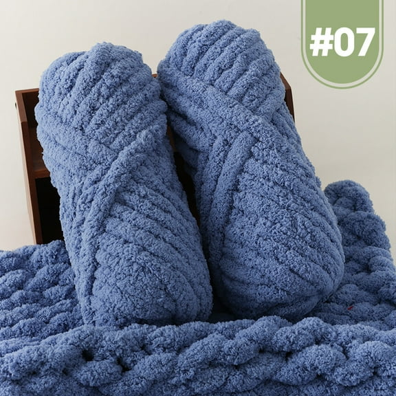 XmhyTop-A 500g Jumbo Cotton Acrylic Yarn Chunky Knitting Yarn for Hand Knitting, Soft Variegated Yarn,Blue