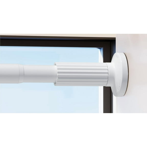 Tension Curtain Rod 51-166 Inch, Extra Long Outdoor Curtain Rod for Patio Window Bathroom, No-Drill Dual-End Adjustable Spring Shower Rod, Easy to Install Never Rust, Rod Diameter 1.26In, White