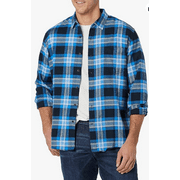 Amazon Essentials Mens Long-Sleeve Flannel Shirt, Navy/Blue Tartan plaid, XX-Large