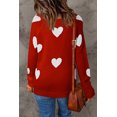thumbnail image 1 of ABPHQTO Suéter de punto con cuello en V y estampado de corazones rojos para mujer, 1 of 5