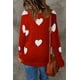 thumbnail image 1 of ABPHQTO Suéter de punto con cuello en V y estampado de corazones rojos para mujer, 1 of 5