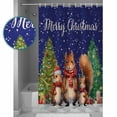 thumbnail image 4 of Xmas Squirrel, Waterproof Fabric Shower Curtain, Christmas Pine Tree Vintage Blue Shower Curtain for Bathroom Curtains Bathtubs Hotel Washable Shower Curtains with 12 Hooks Long 72x78in, 4 of 6