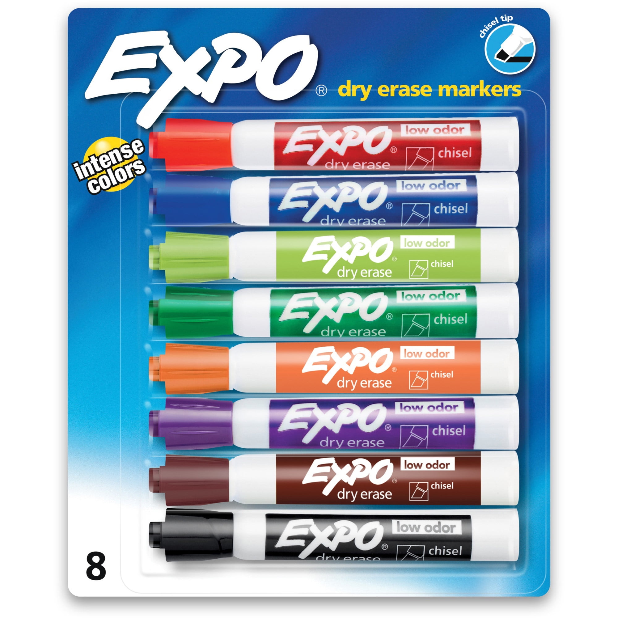 EXPO? Low-Odor Dry-Erase Markers, Chisel Point, Assorted Colors, Pack Of 8